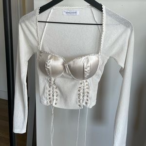 Danielle Guizio White Corset Top